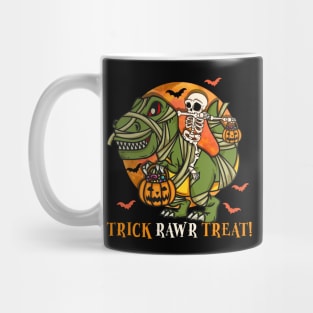 Spooky Trick RAWR Treat Skull Riding Ghost Rex Mug